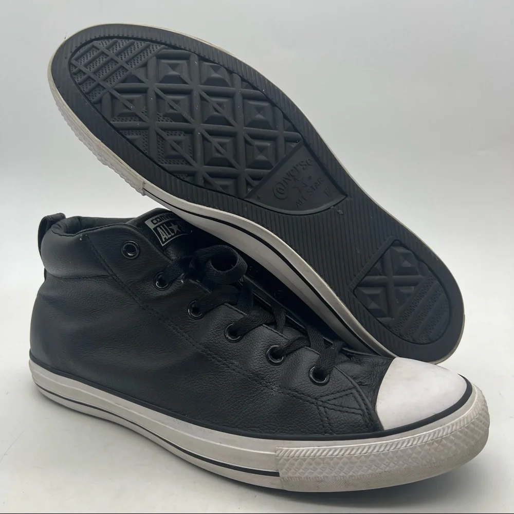 Converse Chuck Taylor All Star Men’s Size 12 Black Leather High Top Shoes.